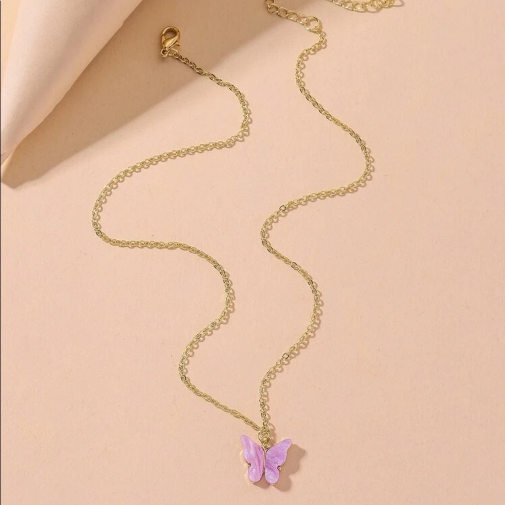 Dainty Lavender Butterfly Necklace - Picture 3 of 4